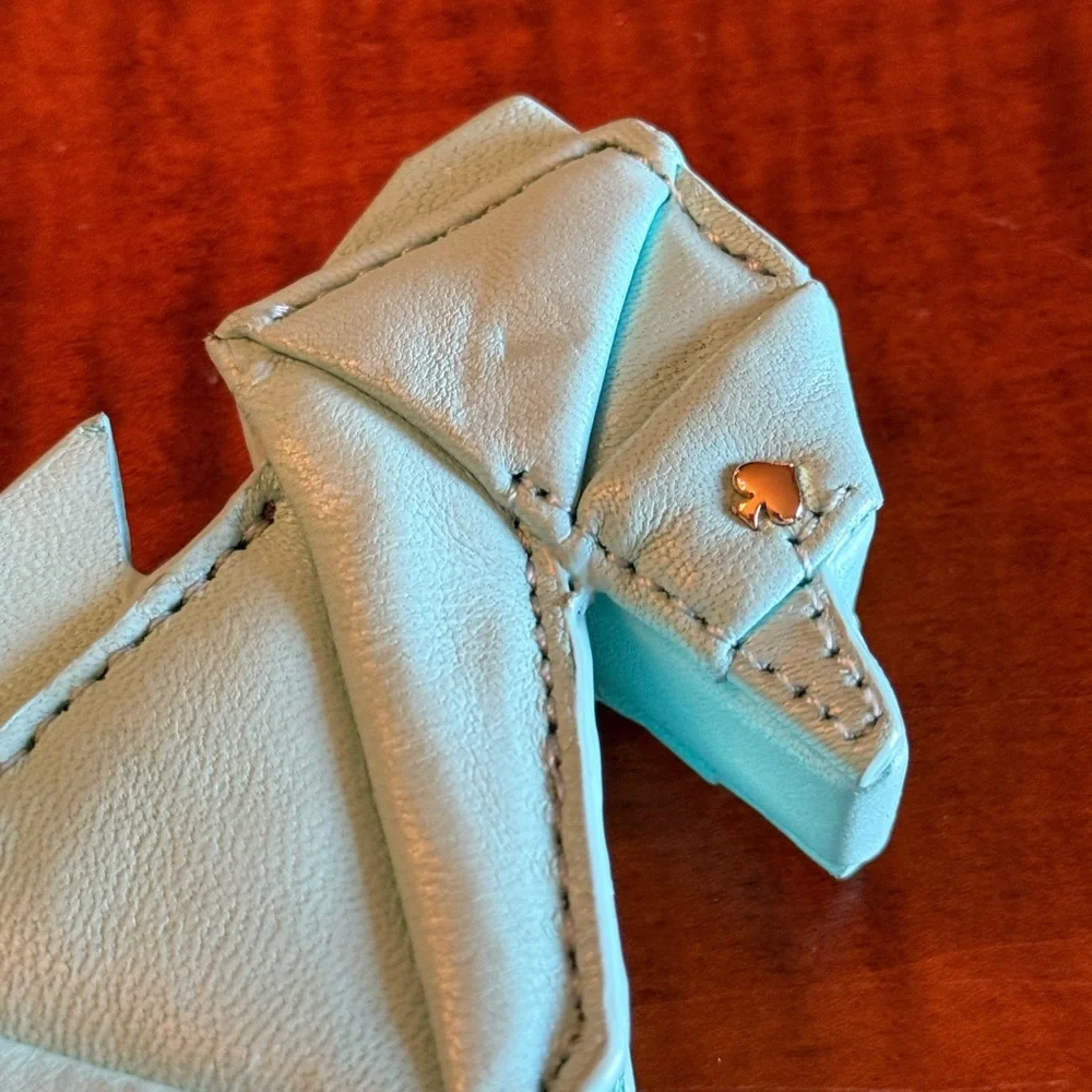 Kate Spade ♠️ Aqua blue Origami Seahorse Small coin pouch - breath of fresh air. - Picture 7 of 9